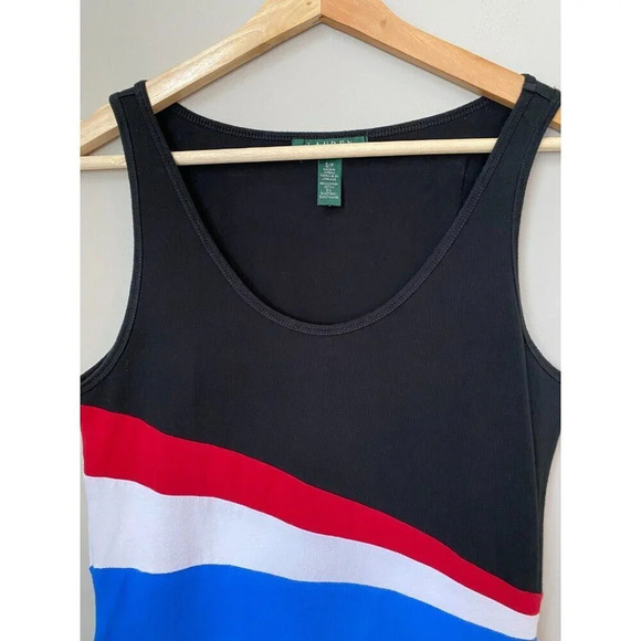 Lauren Ralph Lauren Size Small Sleeveless Bodycon Colorblock Stretch Midi Dress - Picture 7 of 16